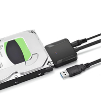 Juego de adaptadores SATA USB 3,0 para convertidor de disco duro externo Cable único 2,5 3,5 pulgadas HDD SSD UASP fuente de alimentación para computadoras PVC