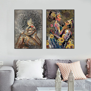 Espressioni motivazionali Black Man Portrait Wall Art I am Empowered King Painting stampe su tela astratte - Product Image 6