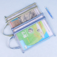 Sac de rangement transparent à double couche grande capacité avec fermeture éclair pour étudiants, idéal pour organiser les devoirs et les feuilles de test