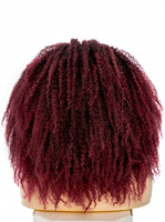 Perruque naturelle africaine noire pour femme, fabriquée à la machine, style tête de chenille, cheveux longs bouclés, volumineux, en soie haute température, sans colle