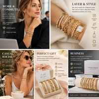 Set Gelang Baja Anti Karat Boxi Trendy Berlapis PVD Emas 18K Motif Sisik Ikan, Gesper Tapal Kuda, Tatahan Zirkon Gaya Bambu