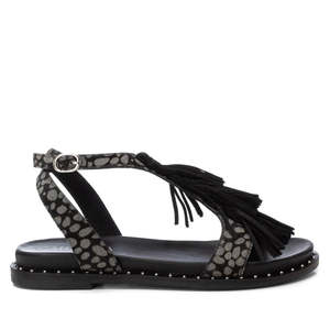 Sandalias Bajas para Mujer Carmela, Negras, Planas, con Detalle de Borlas, Talla 8 - Product Image 1