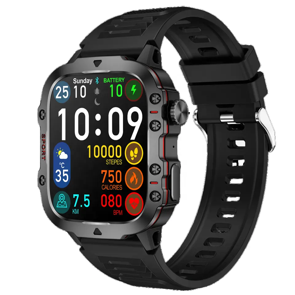 3ATM più recente orologio da 1.96 pollici per gli uomini Smart Watch 2024 QX11 Fitness Tracker frequenza cardiaca con la pressione del sangue Smartwatch