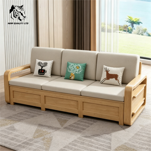 chinese factory good price customizable <b>large</b> stock ready to ship new design fabric sofa living room furniture wood storage sofa - Product Image 2