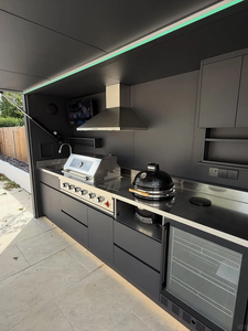 Cuisine extérieure en conteneur isolé, cuisine préfabriquée personnalisée avec cuisinière, évier, réfrigérateur, espace de cuisson extérieur - Product Image 3