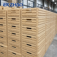 Caisse de rangement pliable en plastique imitation bois, durable avec roues, conception renforcée pour usage en entrepôt