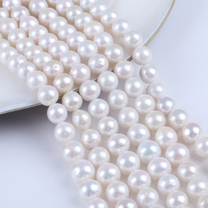 Perles baroques d'eau douce naturelles Zhuji 10-12 mm, perles rondes blanches Edison pour collier DIY, vente en gros de bijoux - Product Image 1