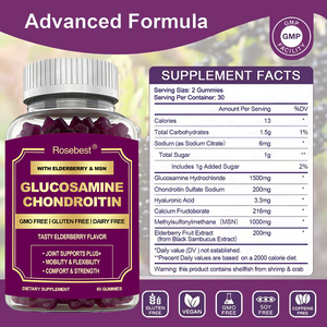 Rosebest – Compléments Gommeux en Gros de Glucosamine Naturelle, Chlorhydrate et Sulfate de Chondroïtine avec MSM et Baies d'Aronia - Product Image 6