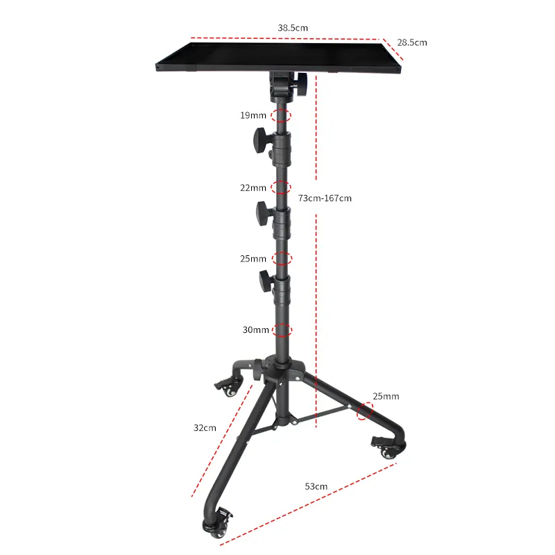Computer tripod stand laptop wheel projector adjustment height