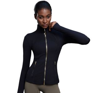 Nuova Giacca Sportiva da <span class=keywords><strong>Donna</strong></span> <span class=keywords><strong>con</strong></span> <span class=keywords><strong>Zip</strong></span> Dorata, Collo Alto, Maniche Lunghe Elasticizzate per Fitness e Yoga - Product Image 5