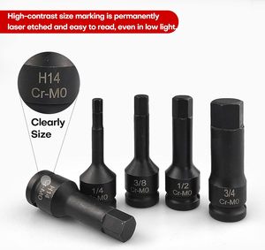 Peaktop <span class=keywords><strong>20pcs</strong></span> SAE/Metric 1/2 "Ổ đĩa tổng thể tác động Hex Bit Ổ Cắm bộ - Product Image 3