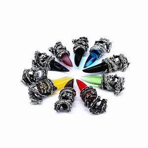yunnique Dragon-Shaped <b>Titanium</b> Steel Pendant With Colorful Gemstone Inlay For Fashion Necklace Gift - Product Image 1