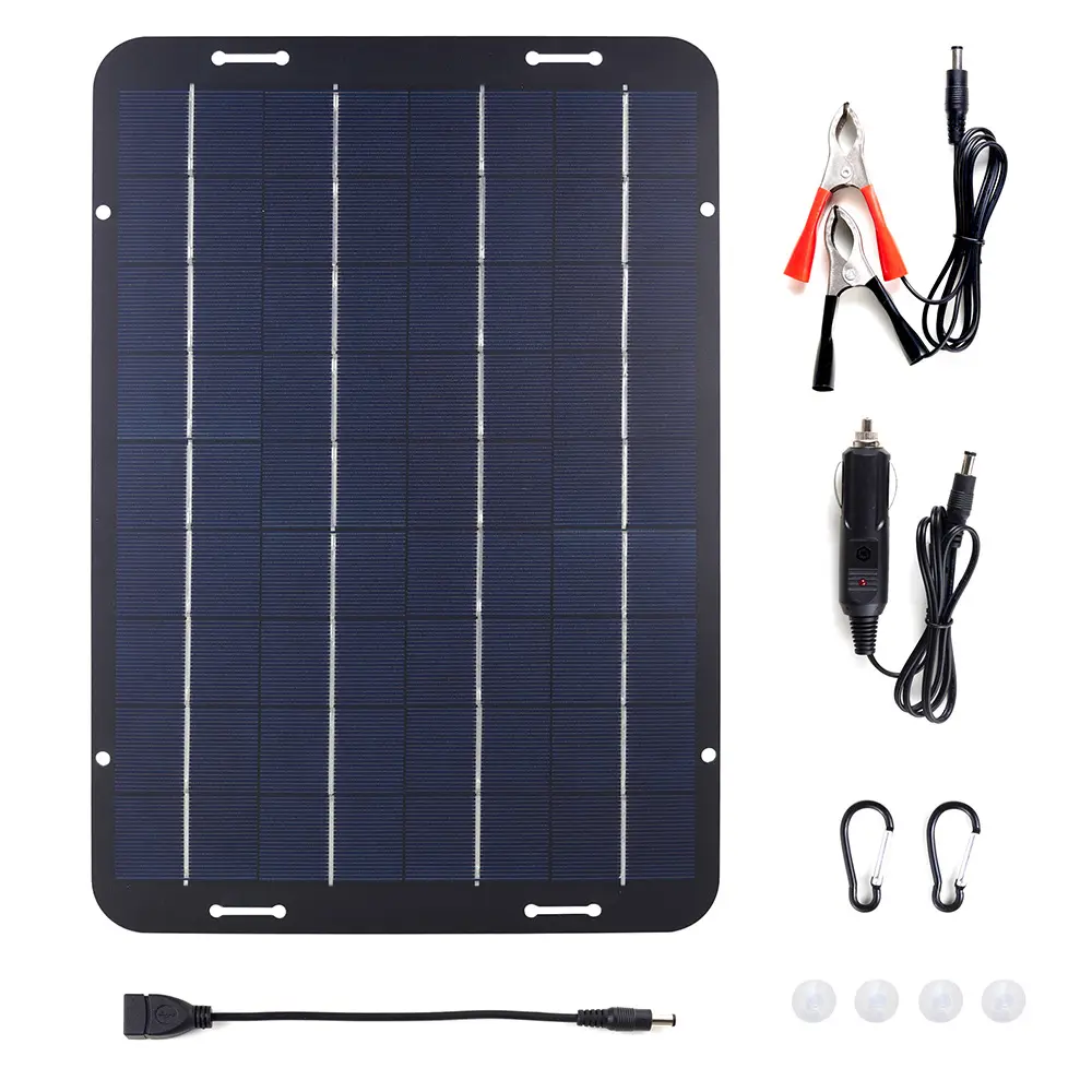 Kit de cargador de energía Solar portátil de 10W y 12V, mantenedor de barco, coche, RV, Tractor, motos de nieve, cargador de batería de Panel Solar