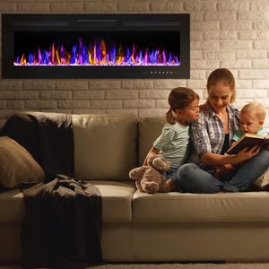 Caminetto Elettrico Fluttuante <span class=keywords><strong>con</strong></span> Grande Schermo da 60 Pollici, 220V, Caminetto Elettrico a LED da <span class=keywords><strong>Parete</strong></span> <span class=keywords><strong>con</strong></span> Telecomando - Product Image 1