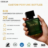Flacon de parfum de luxe 30ml 50ml 100ml, flacon de parfum carré en verre, flacon vide avec couvercle noir et boîte cadeau