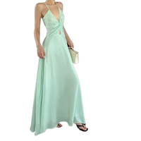 Robe de bal longue pour femmes élégante de haute qualité, robe de soirée décontractée sexy dos nu à épaules dénudées et col en V de couleur unie