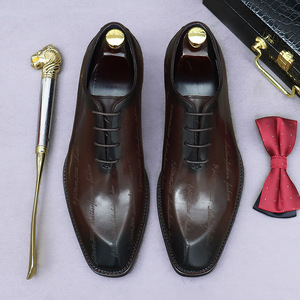 Chaussures d'affaires en cuir pour hommes, cuir véritable, grande taille, chaussures habillées, finition brillante, couleur vive - Product Image 3