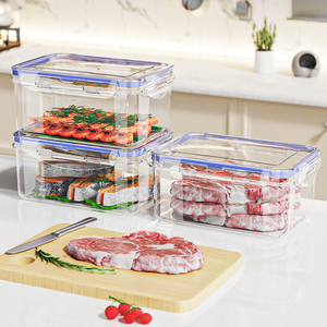 Modular rõ ràng nhựa hộp đựng thức ăn <span class=keywords><strong>Stackable</strong></span> tủ lạnh thùng cho vật nuôi xử lý rau tiết kiệm không gian khỏe mạnh bảo quản - Product Image 5