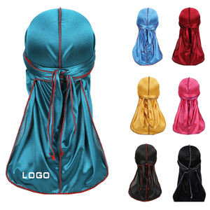 Cheap silky durag caps soft long tail headscarf wave cap for women men favors