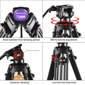 Trípode profesional de aluminio para cámara fotográfica, cardán de mano para cámara de vídeo Digital <span class=keywords><strong>DSLR</strong></span> - Product Image 2