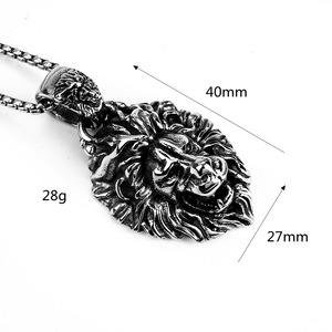 จี้รูปสิงโต สร้อยคอสแตนเลสสำหรับผู้ชาย สไตล์ฮิปฮอป รูปทรงสัตว์ ดีไซน์เรขาคณิต - Product Image 5