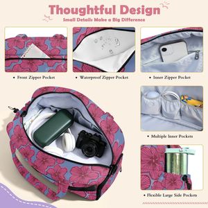 Nouveau Sac de Voyage Personnalisé en Polyester Imprimé Hibiscus Hawaïen – Sac de Week-end Imperméable pour Nuit ou Plusieurs Nuits - Product Image 2