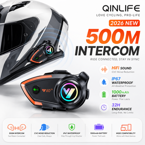 Casque Intercom Moto 800M pour 2 Motocyclistes, Communication CVC, Réduction du Bruit, IPX6, 1000mAh, Casque Audio pour Casque - Product Image 1