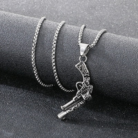 Collier pendentif pistolet en acier inoxydable plaqué or style punk vintage, bijoux rétro tendance pour homme, cadeau pour garçons