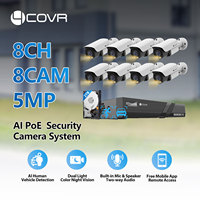 8-Kanal-NVR-CCTV-Kamerasystem, 8x 5MP IP-Bullet-PoE-Kamera IP67 mit Personen- und Fahrzeugerkennung, 2-Wege-Audio, Vollfarb-Nachtsicht