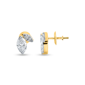 Boucles d'oreilles en diamant taille marquise brillant serties dans un style doré élégant pour un luxe raffiné et un charme étincelant d'Inde - Product Image 4