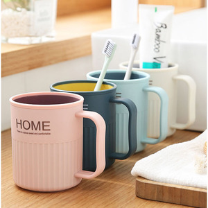 Cross-border couple <b>toothbrush</b> cup, mouthwash cup, creative household plastic cup <b>with</b> handle, Nordic two-tone wash cup. - Product Image 3