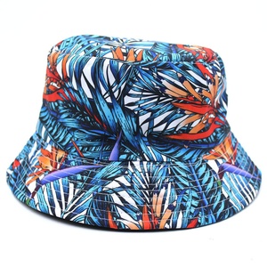 Custom Sublimation Cartoon 100% Cotton Bucket <b>Hat</b> for Men Women White Outdoor Beach Fishing Cap Unique Argyle Leaf Patterns Logo - Product Image 6