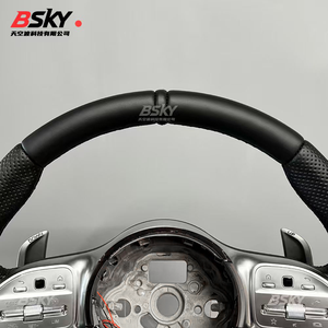 Adecuado para <span class=keywords><strong>Mercedes</strong></span> <span class=keywords><strong>Benz</strong></span> W213 C238 W463 W464 W222 C217 CLS C257 W205 C63 Volante de cuero semiperforado de Estilo negro - Product Image 4