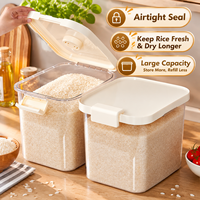 Contenedor de Almacenamiento de Arroz de Plástico Resistente, Estilo Nórdico, para Uso Doméstico, Grande, de 20 Libras, Sellado, a Prueba de Humedad e Insectos