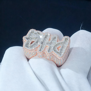 Custom Baguette Cut Moissanite Hip Hop <b>Ring</b> Iced Out 925 <b>Silver</b> Vvs Diamond Name Letter <b>Ring</b> <b>Men</b> Women Jewelry - Product Image 1