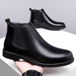 Botas Chelsea para Hombre, Punta Puntiaguda, Parte Superior de PU, Sin Cordones, Color Sólido, Botas de Moda para Todas las Temporadas - Product Image 2