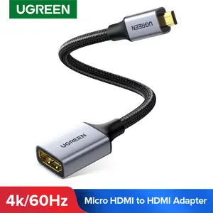 HDMI uyumlu adaptör 4K/60Hz 3D için HDMI uyumlu mikro HDMI-GoPro Hero 7 ahududu Pi 4 Sony Nikon örgülü kablo 4K