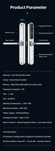 สมาร์ทล็อคแบบสแกนลายนิ้วมือสองด้าน สำหรับประตูกันไฟ ทนไฟ มาตรฐาน IP65 กันน้ำ วัสดุสแตนเลส 304 - Product Image 5