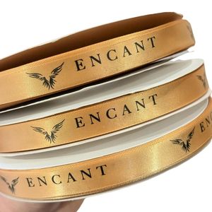 Пользовательские атласные подарочные ленты 3d фольга Золото Серебро с тиснением логотипа ленты рулон Свадебный день рождения цветочный подарок букет упаковка - Product Image 2