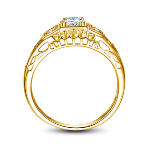 0,5 Karat Moissanit Verlobungsring mit Krappenfassung, platiniert, 925er Silber, gotischer filigraner Schmuckring - Product Image 2