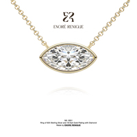 Collier en argent sterling 925 plaqué or 18 carats avec pendentif moissanite VVS taille marquise 2 carats pour femme