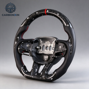 Volant en cuir et fibre de carbone forgé sur mesure avec éclairage LED pour Dodge Charger Challenger SRT Scat Pack 2016 2017 2018 2019 2020 2021 - Product Image 1