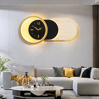 Nouvelle Applique Murale de Luxe Créative avec Horloge et Modélisation Technologique pour Tête de Lit de Chambre, Salon et Restaurant