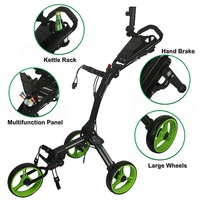 Chariot de golf pliable portable en alliage d'aluminium à trois roues pour le parcours de golf