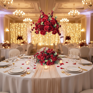 Customization <b>Artificial</b> Flower Ball Table Centerpieces Larkspur Red Rose Mixed Burgundy Floral Arrangement Wedding Decoration - Product Image 2