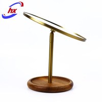 Miroir de courtoisie cosmétique rotatif en bois avec plateau Miroir de table de maquillage rotatif en bois élégant