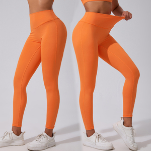 Abbigliamento <span class=keywords><strong>da</strong></span> Palestra per Donne con Logo Personalizzato - Leggings a Vita Alta per Tonificare i Fianchi - Pantaloni Aderenti <span class=keywords><strong>da</strong></span> Corsa e Yoga a Vita Alta per Donne - Product Image 4