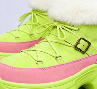 Nouvelles bottes d'hiver pour femmes 2026, luxe, vert et rose, thermiques, imperméables, design unique, doublure en coton, respirantes, chaudes, cheville
