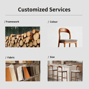 Tabourets de bar en bois haut de gamme, style nordique moderne, populaires pour la maison, la cuisine, le pub, le bar à domicile - Product Image 2