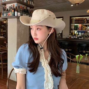 Chapeau de soleil unisexe style cowboy western avec cordon pour la protection solaire, la pêche et l'alpinisme - Product Image 6